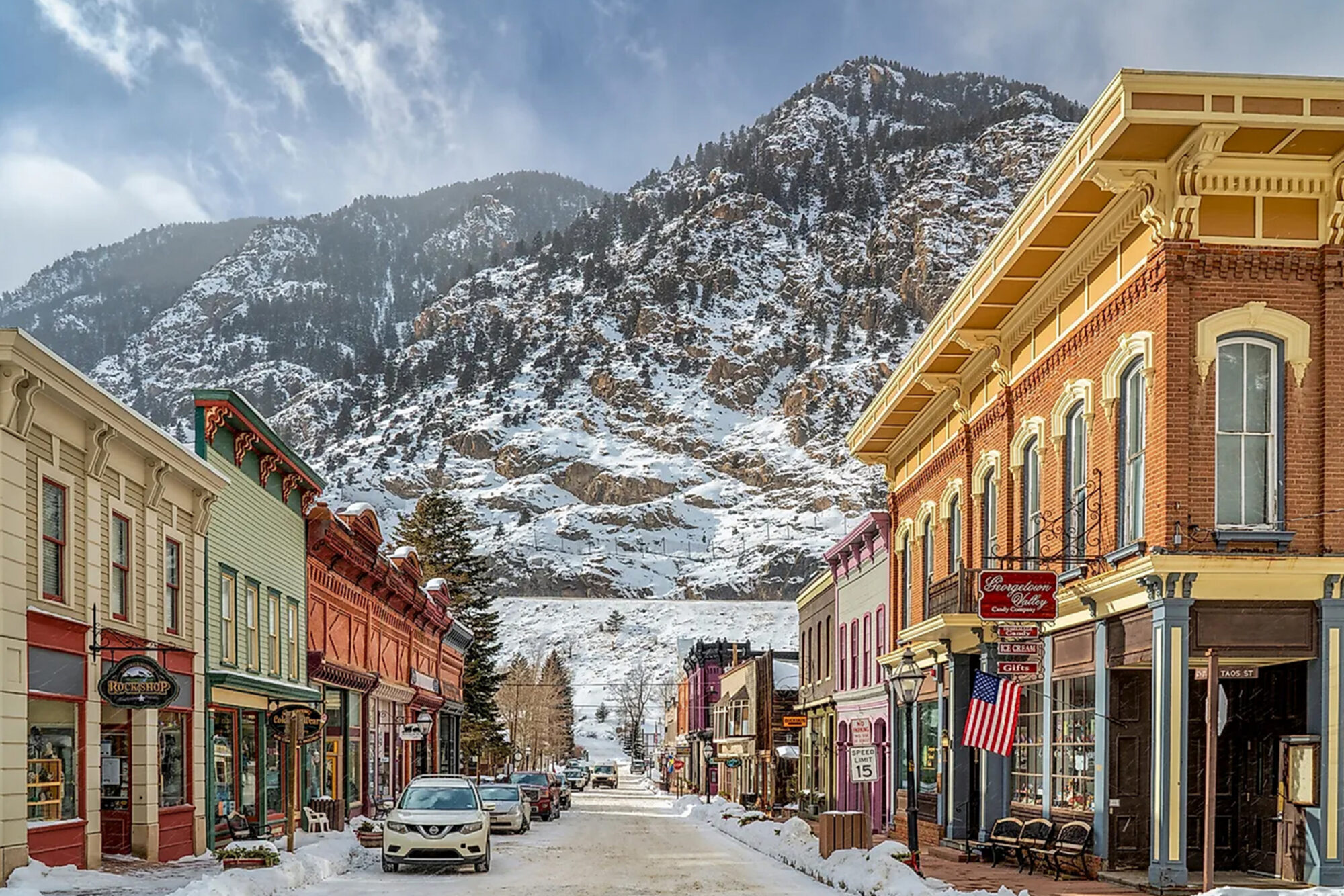 downtown small mountain town